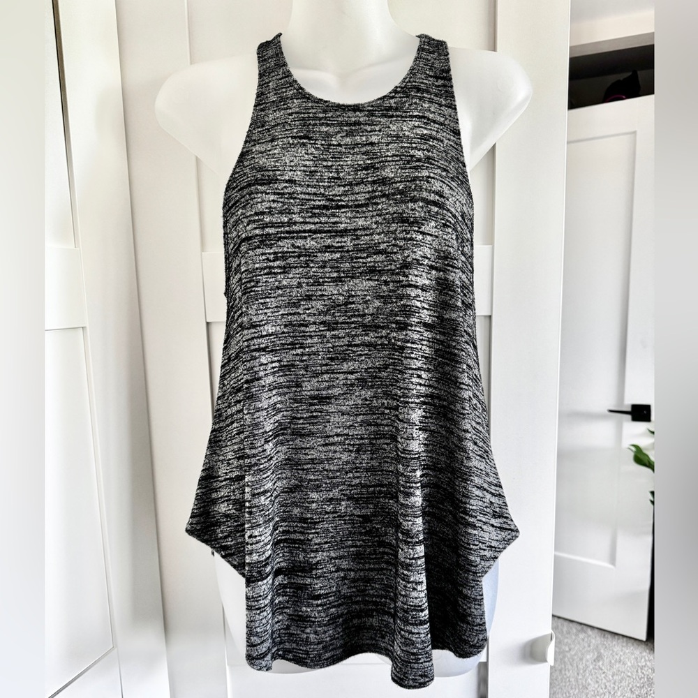 ARITZIA WILFRED FREE Burnette Tank Swing Top Racerback Black & Gray Marled Med
